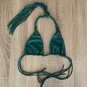 MIKOH Green Halter triangle Bikini Top Size Small